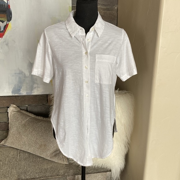 Theory Hekanina Sea Slub Cotton Tie-Front Shirt - Picture 5 of 13